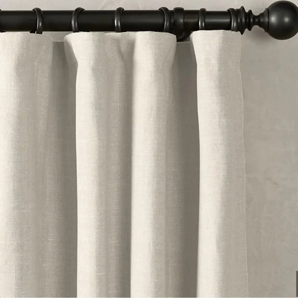Restoration Hardware BELGIAN TEXTURED LINEN DRAPERY PANEL Natural White 50x84 #1